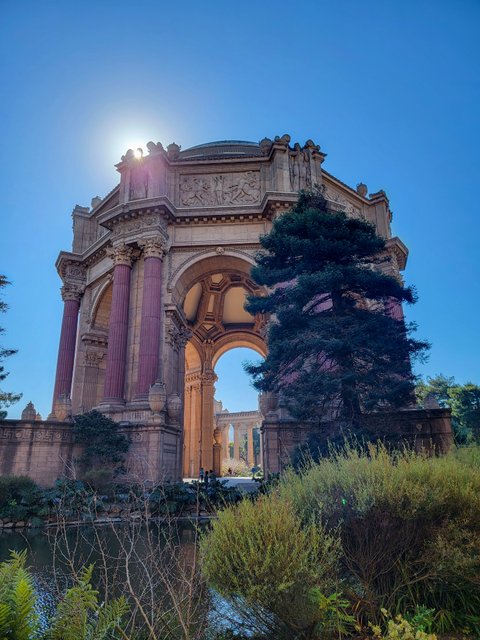 Palace of Arts with the Sun lowering