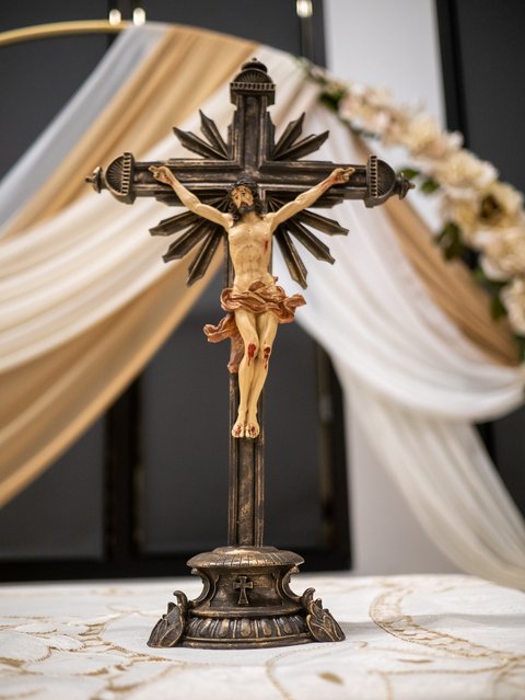 Crucifix on the alter